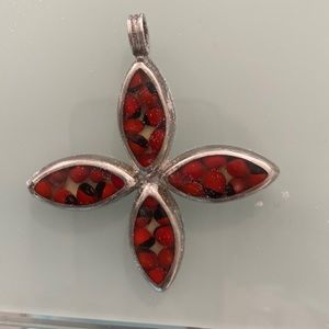 Red seeds silver pendant